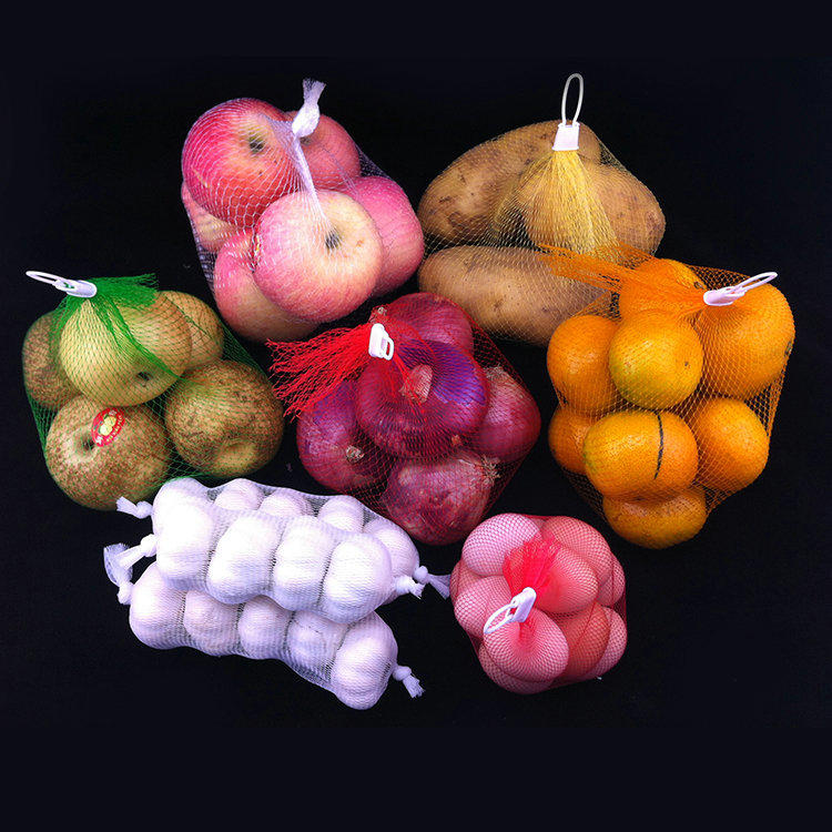 Frucht-Gemüseverpackungs-pp.-Maschen-Dreher-Beutel-Rollen-weiche Verpackungs-Maschen-röhrenförmige Netztaschen aus Kunststoff für Lebensmittel
